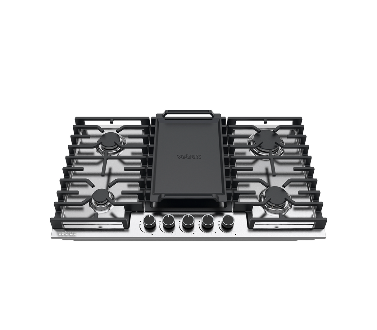 Tope de cocina a gas 5 hornillas 90cm (24") nova pro + acero Vetrux