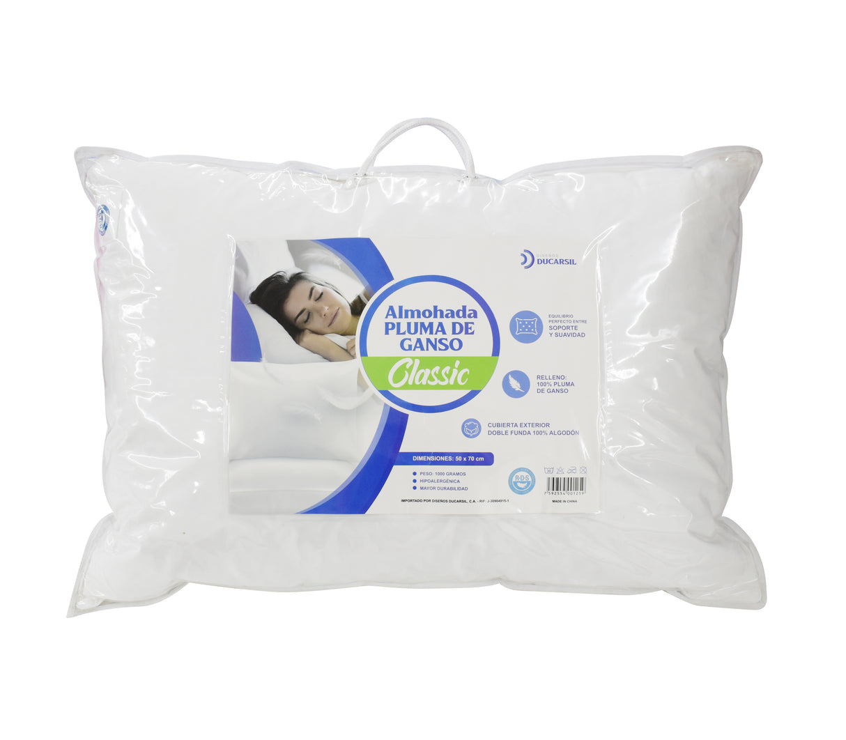 Almohada de plumas de ganzo classic Ducarsil