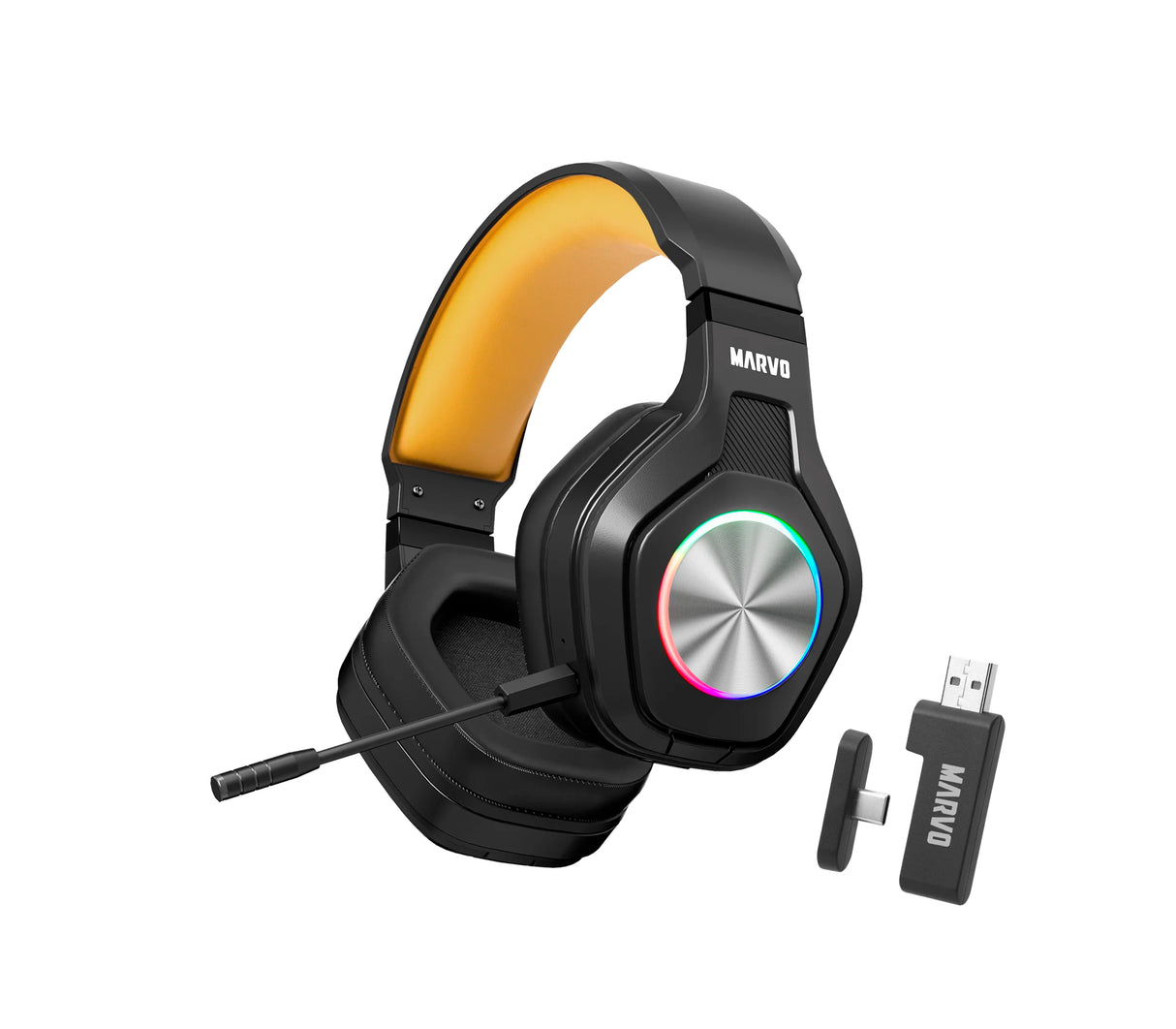 Audífonos gaming con micrófono Pulz 80W Negro RGB Marvo