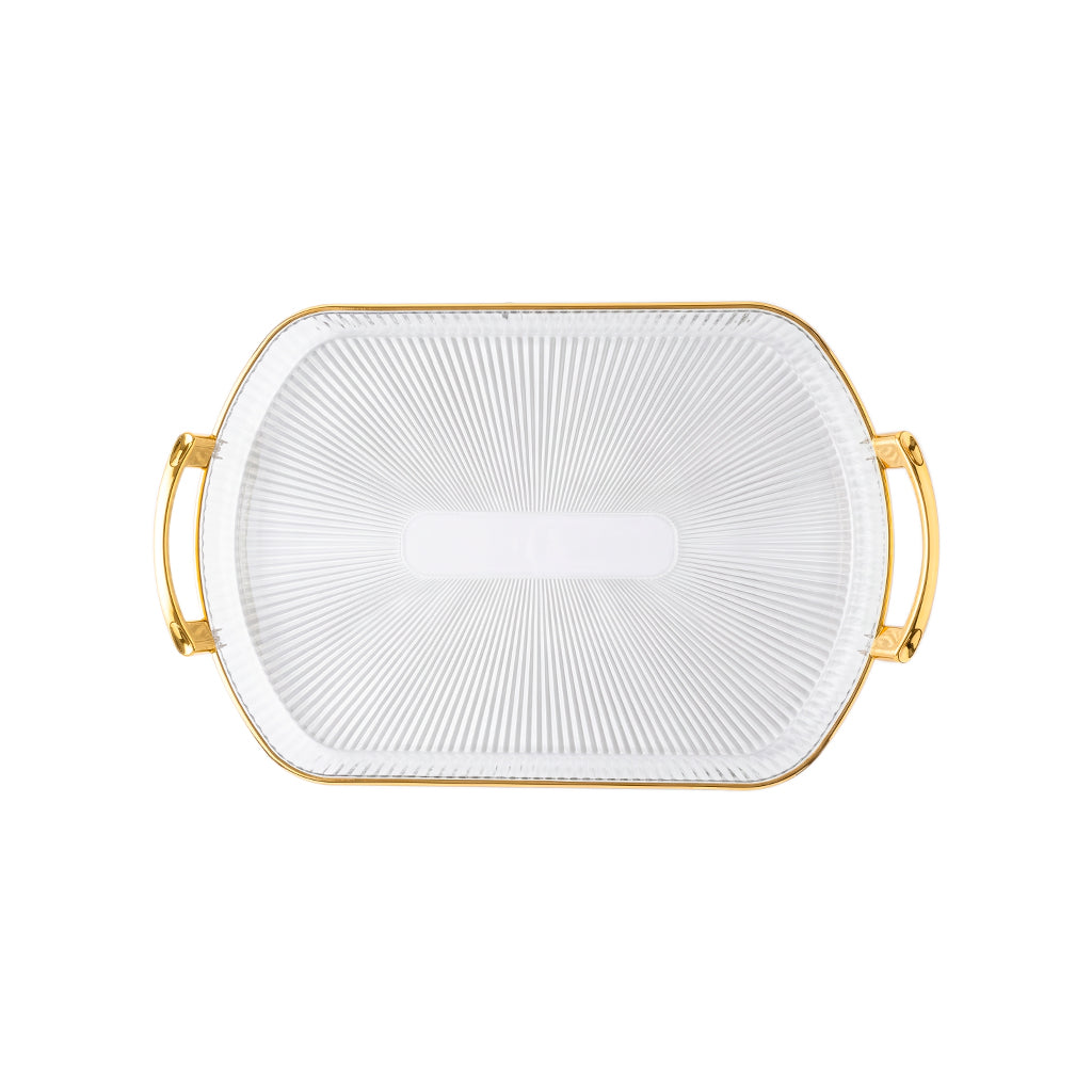 Bandeja rectangular bordes dorados de plástico pequeña Pamorde