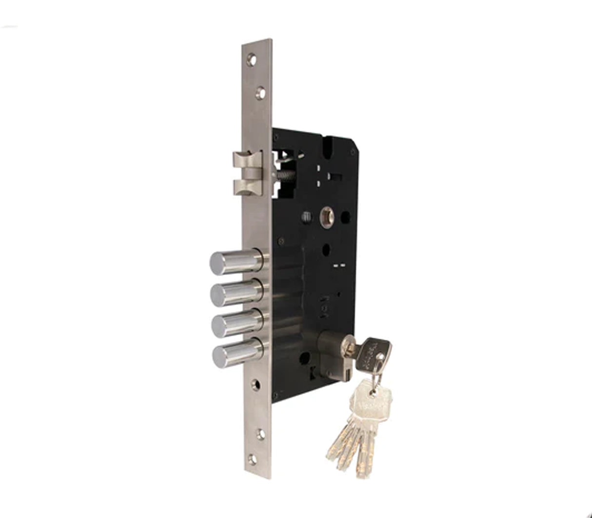 Cerradura de embutir 4x3 60mm + cilindro doble c 60mm nikel caja Cisa