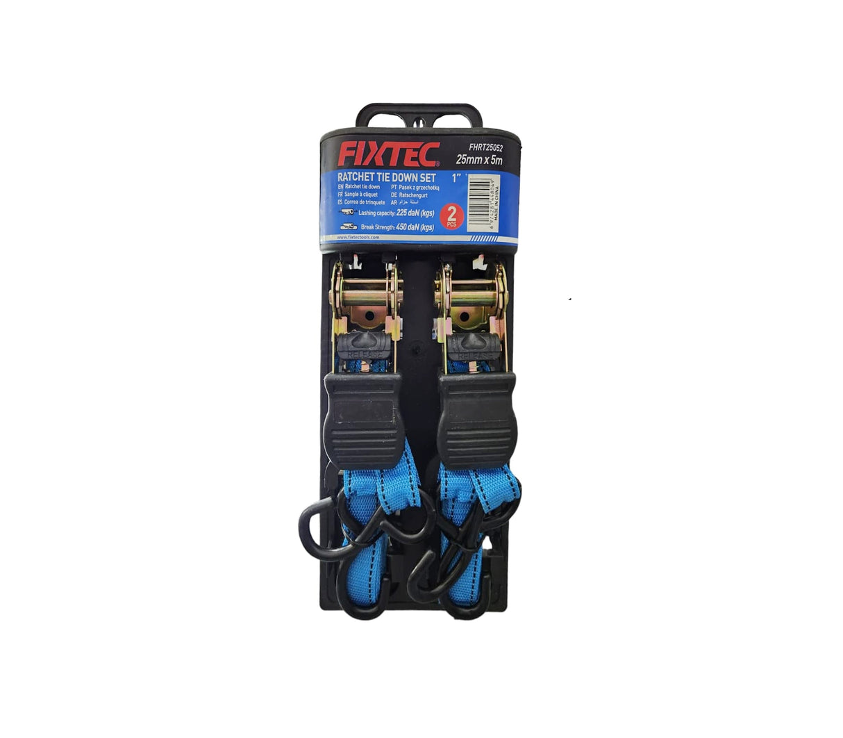 Cincha de amarre con ratchet 1" 2 piezas 5metros Fixtec