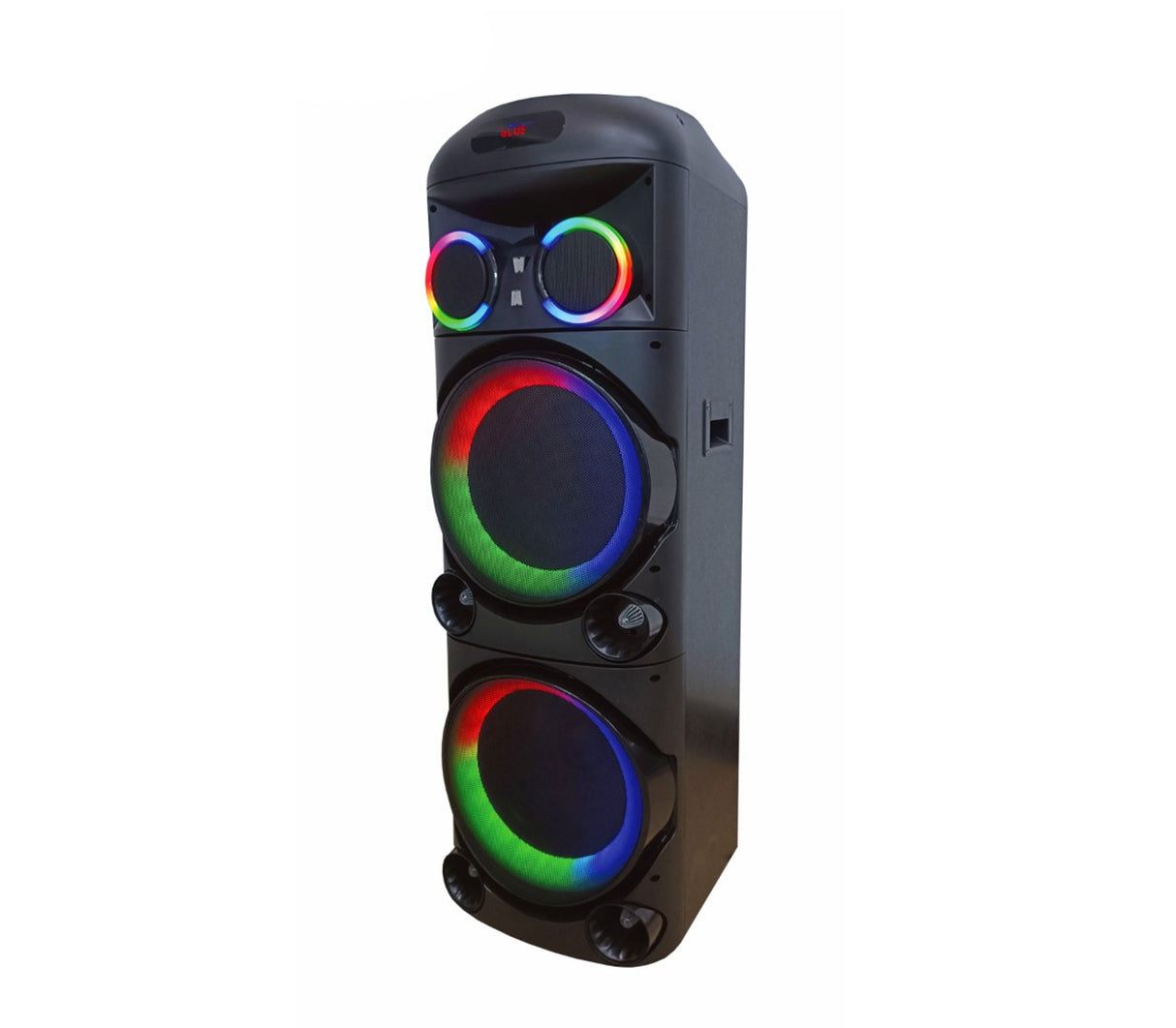 Corneta recargable 12"x2 Subwoofer Karaoke/LED/Amplif. cont. y mic. alámbrico 100W Sankey
