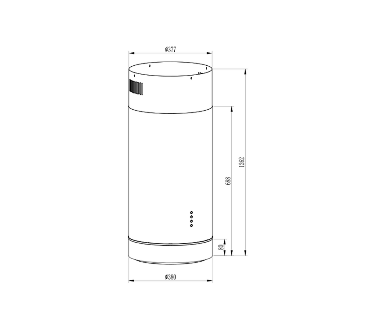 Campana isla Cylindra 75cm acero Vetrux