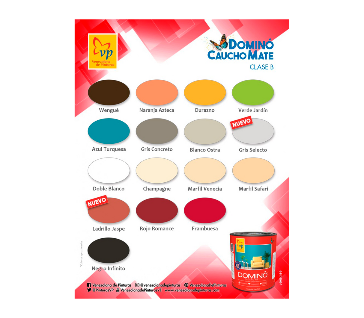 Pintura Domino Cuñete (4 Galones) Caucho Mate Int/Ext Clase B VP
