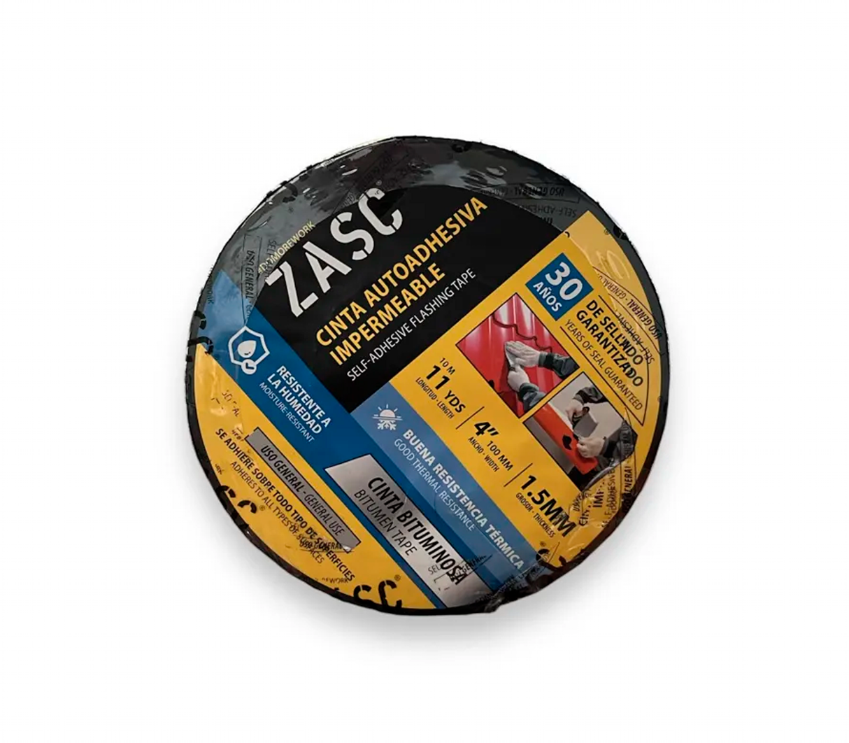Cinta adhesiva impermeable bituminosa 4x10 1.5mm cod.5-005 Zasc