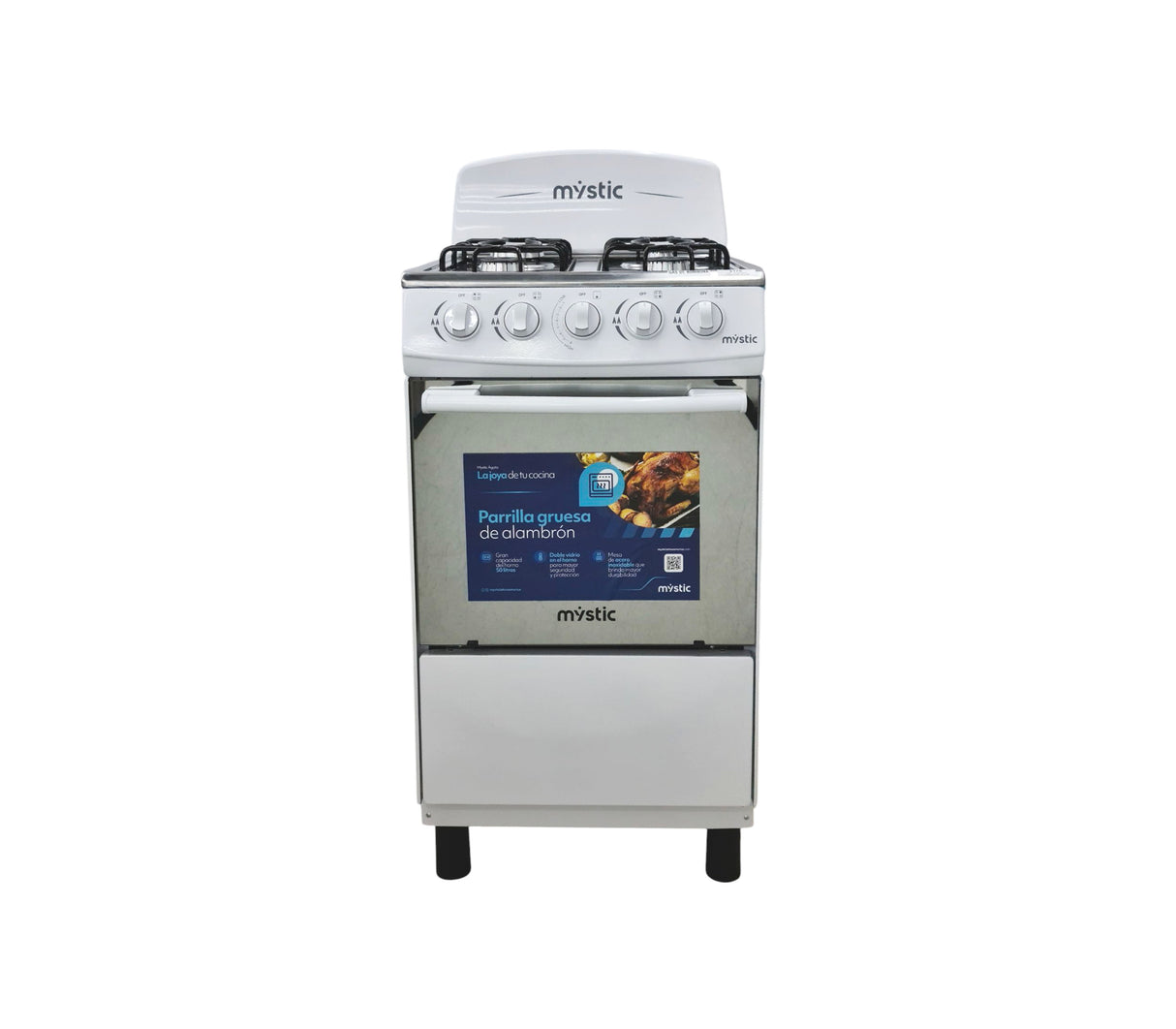 Cocina a gas agata 4 hornillas (20") blanca Mystic