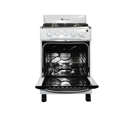 Cocina a gas 24" de piso 4 hornillas horno blanca SJ-24B4H Sj Electronics