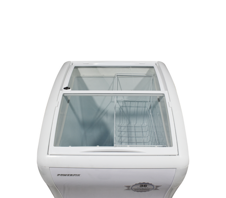 Congelador exhibidor horizontal puerta de vidrio corrediza blanco 138 litros Powerfik