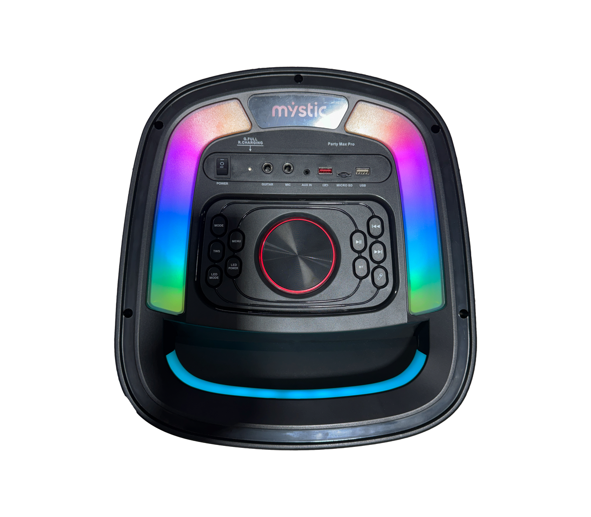Corneta Party Max 10" 80W Bluetooth Recargable Luces Disco Mystic