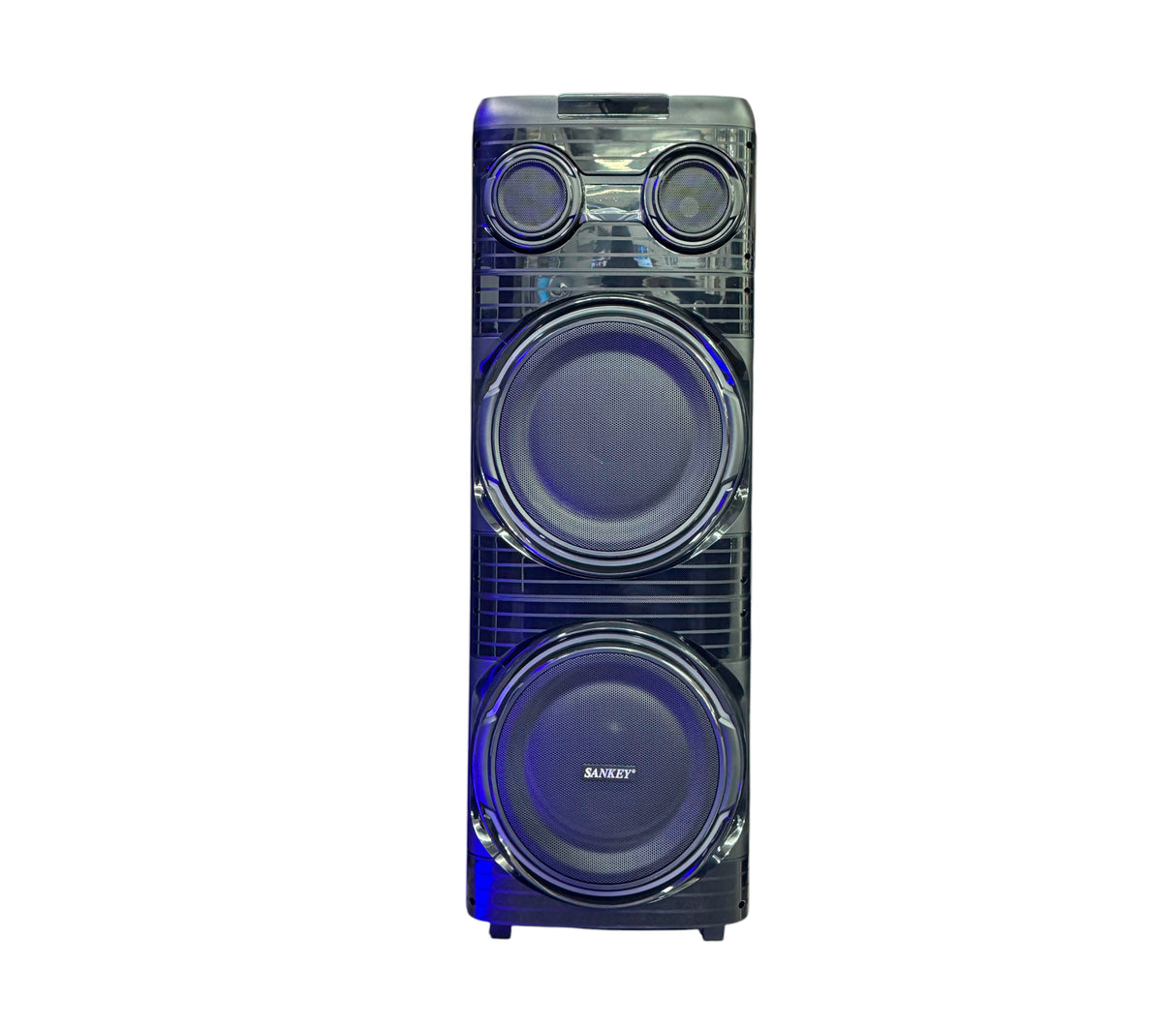 Corneta recargable 12"x2 Subwoofer Karaoke/LED/Amplif cont. micrófono alámbrico 80W Sankey