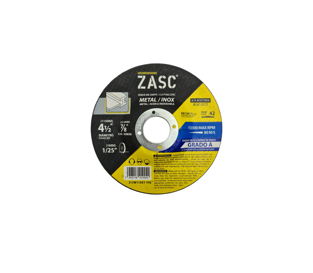 Disco corte metal 4 1/2" COD. 4-319-2 Zasc