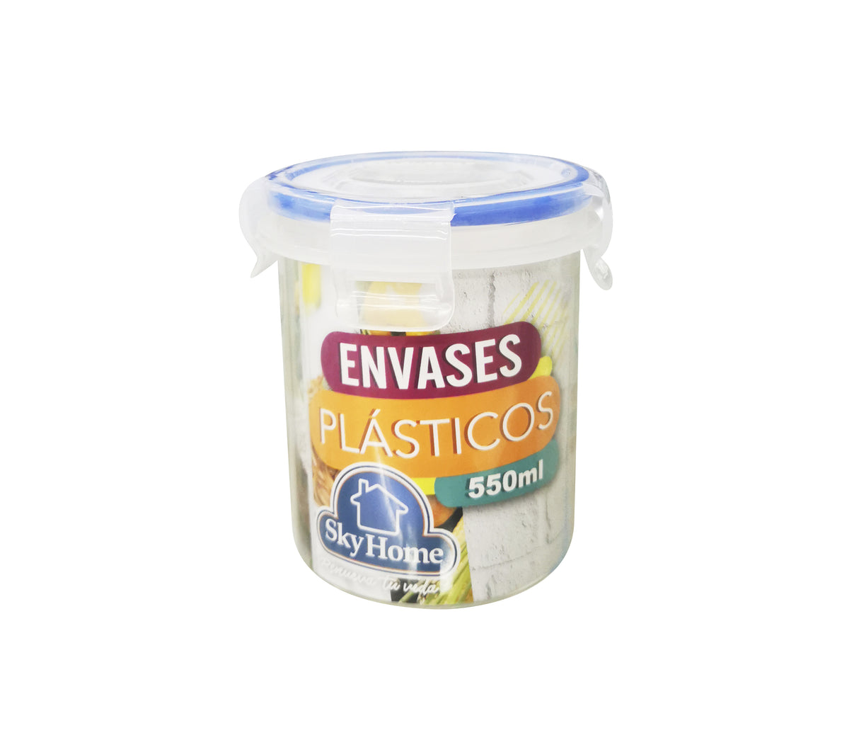 Envases redondo hermético plástico 550ml Sky Home