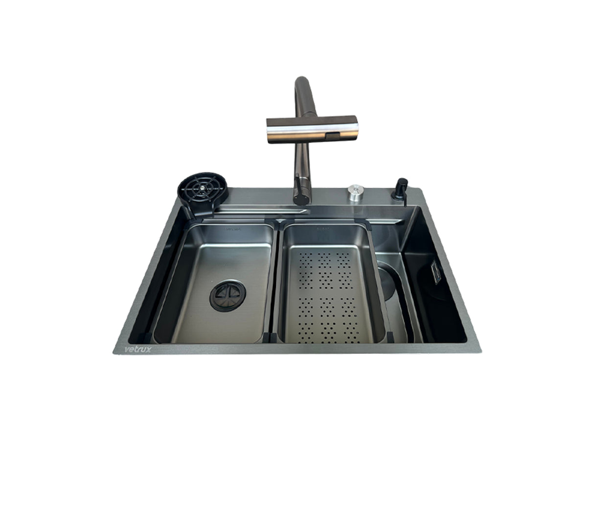 Fregadero Flusso Lite 80 1 tina + accesorios acero inox Vetrux