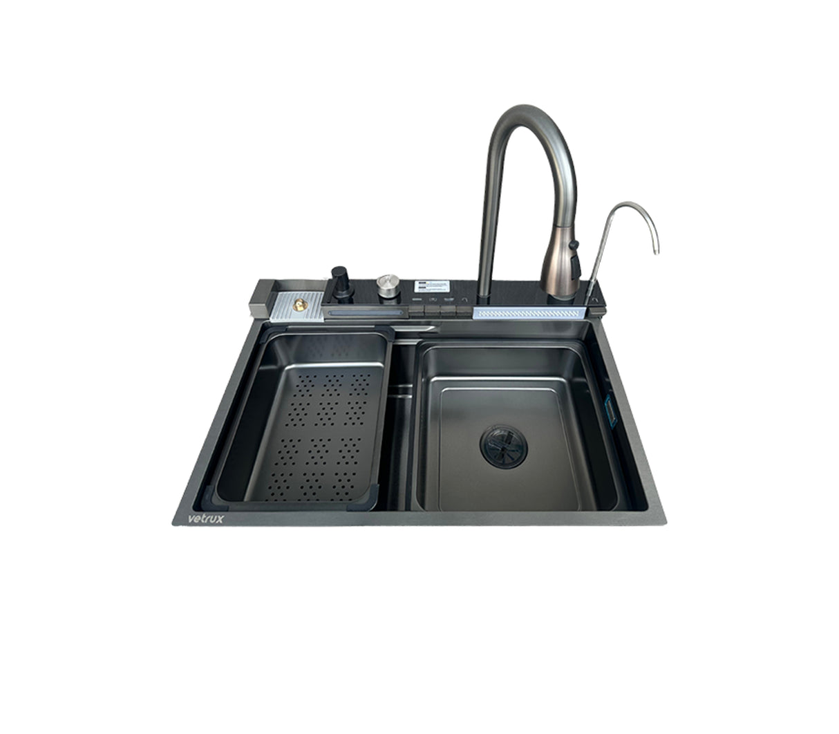 Fregadero Flusso Pro 68 1 tina + accesorios acero inox Vetrux