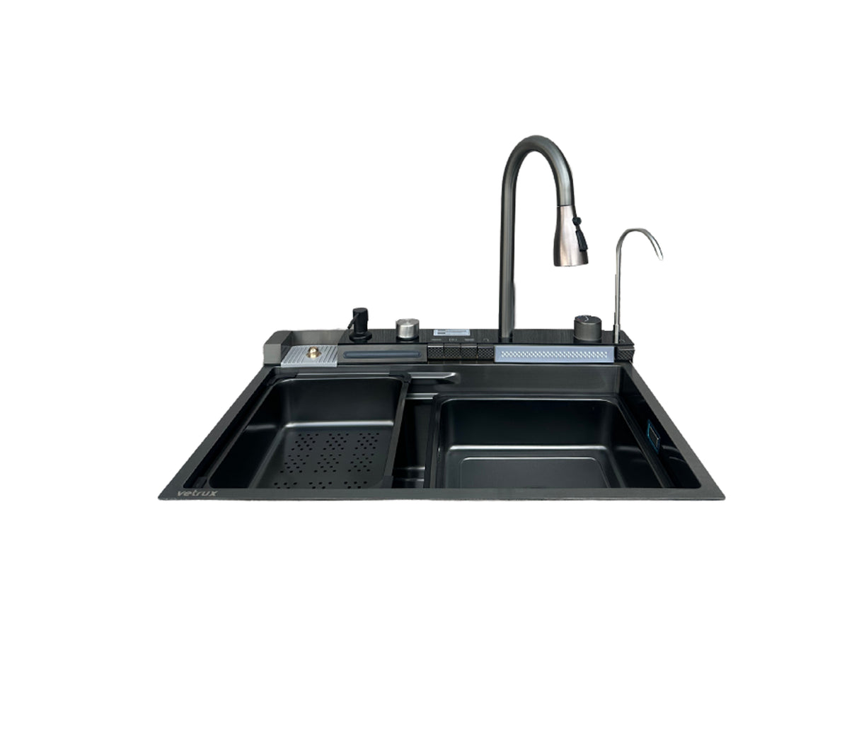 Fregadero Flusso Pro 75 1 tina + accesorios acero inox Vetrux