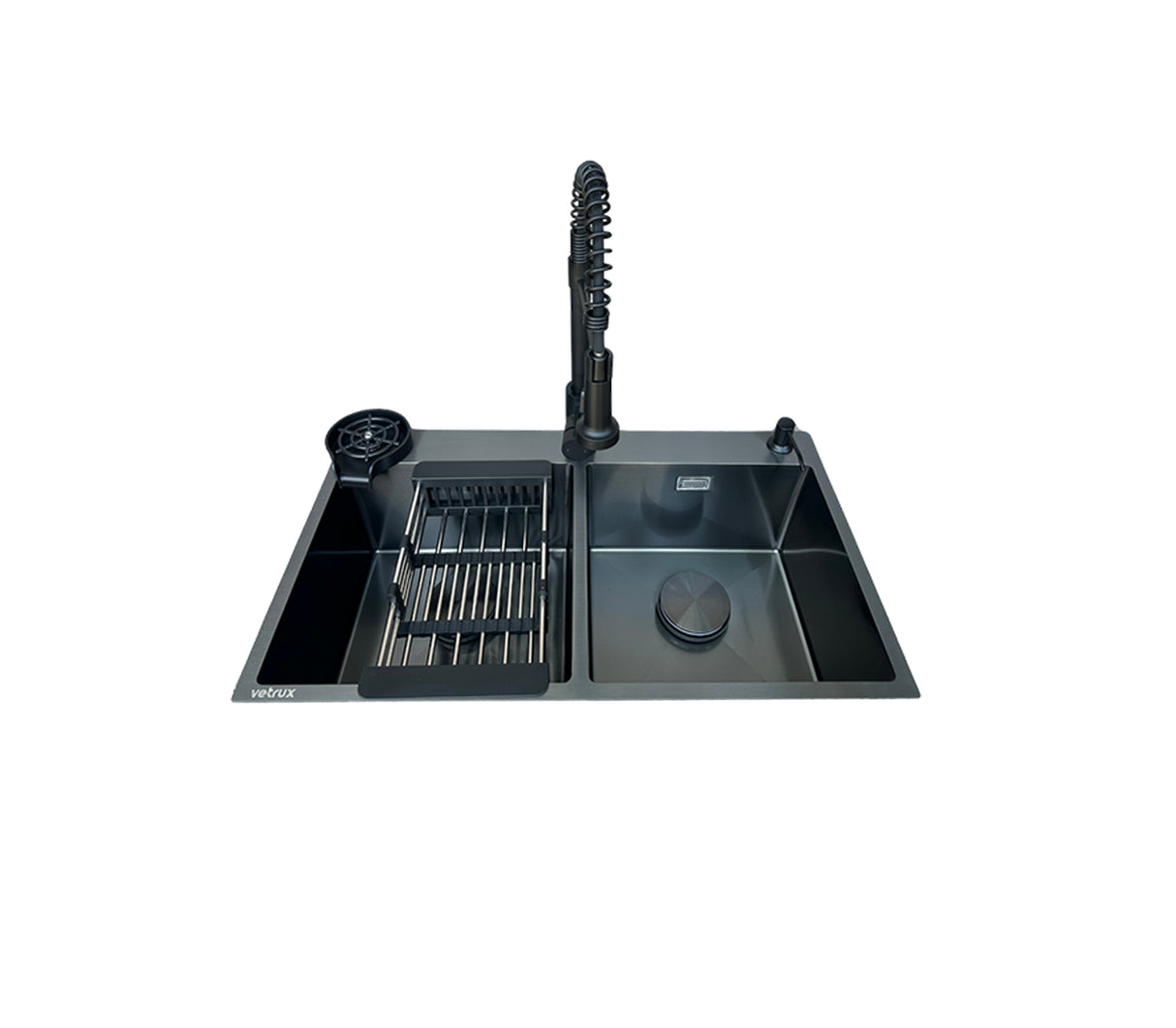 Fregadero Flusso 78 Dual 2 tinas + accesorios acero inox Vetrux