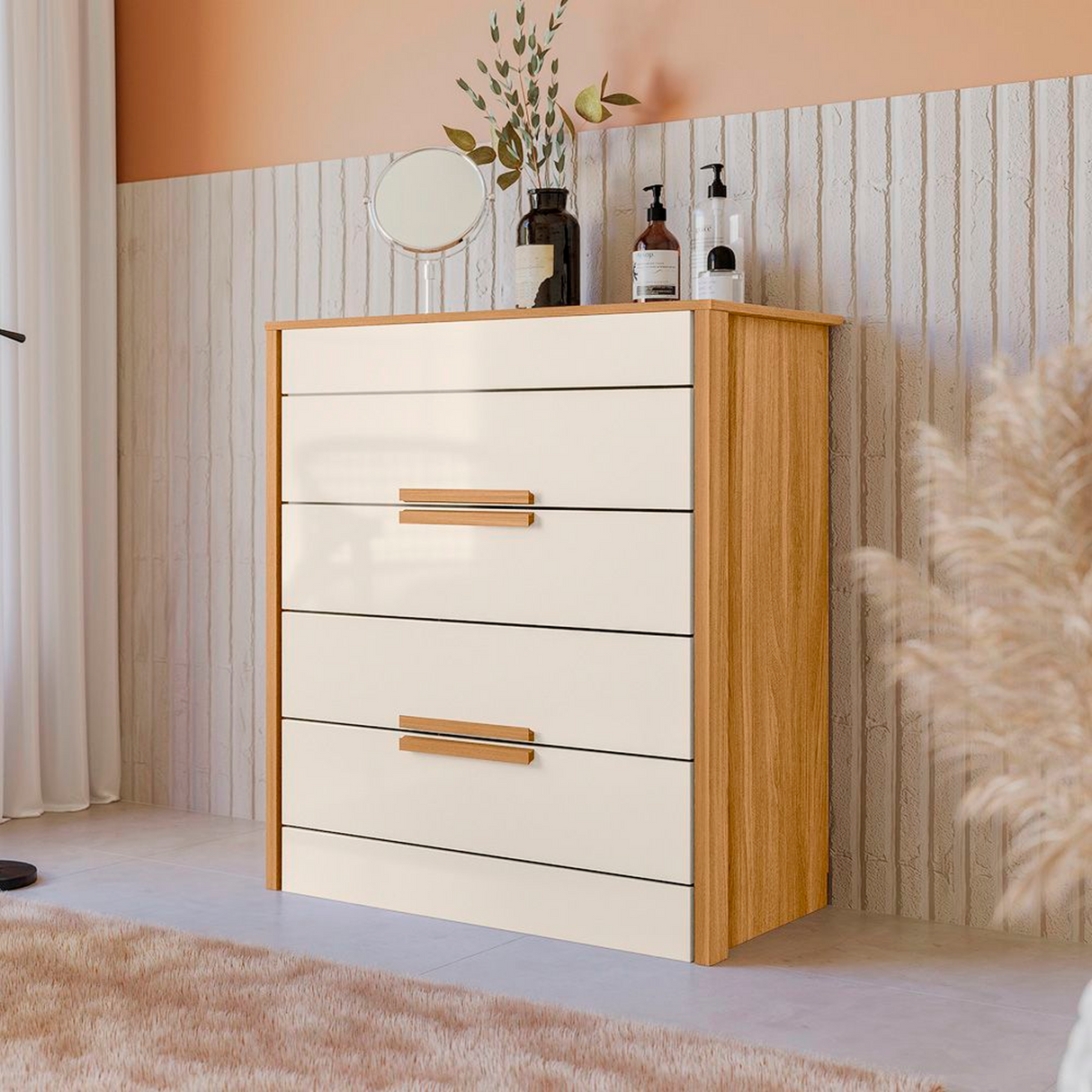 Gavetero 997032.4 Dhara 4 gavetas freijo/off white Dj Muebles