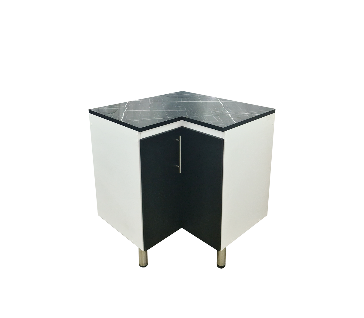 Gabinete/Mesón de Cocina Esquinero C/2Puertas Tope en PVC Marmolizado Powerfik