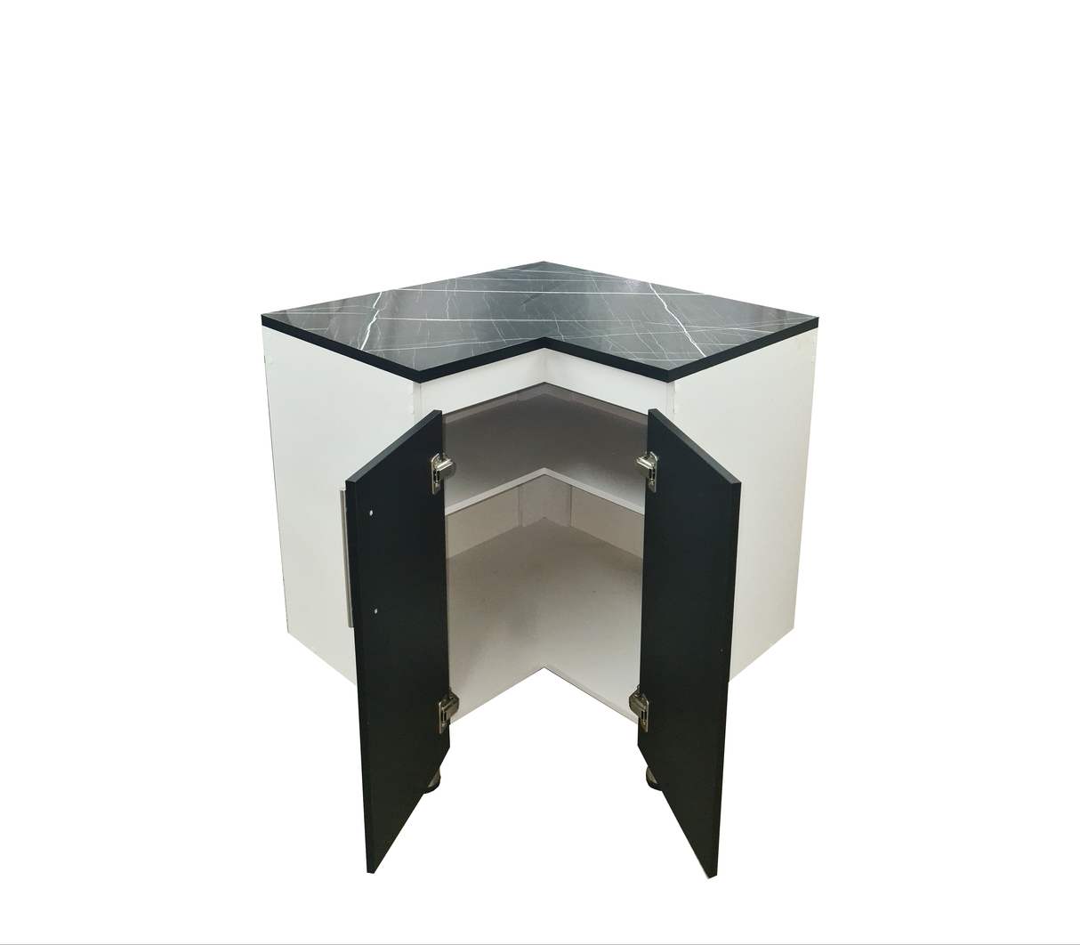 Gabinete/Mesón de Cocina Esquinero C/2Puertas Tope en PVC Marmolizado Powerfik