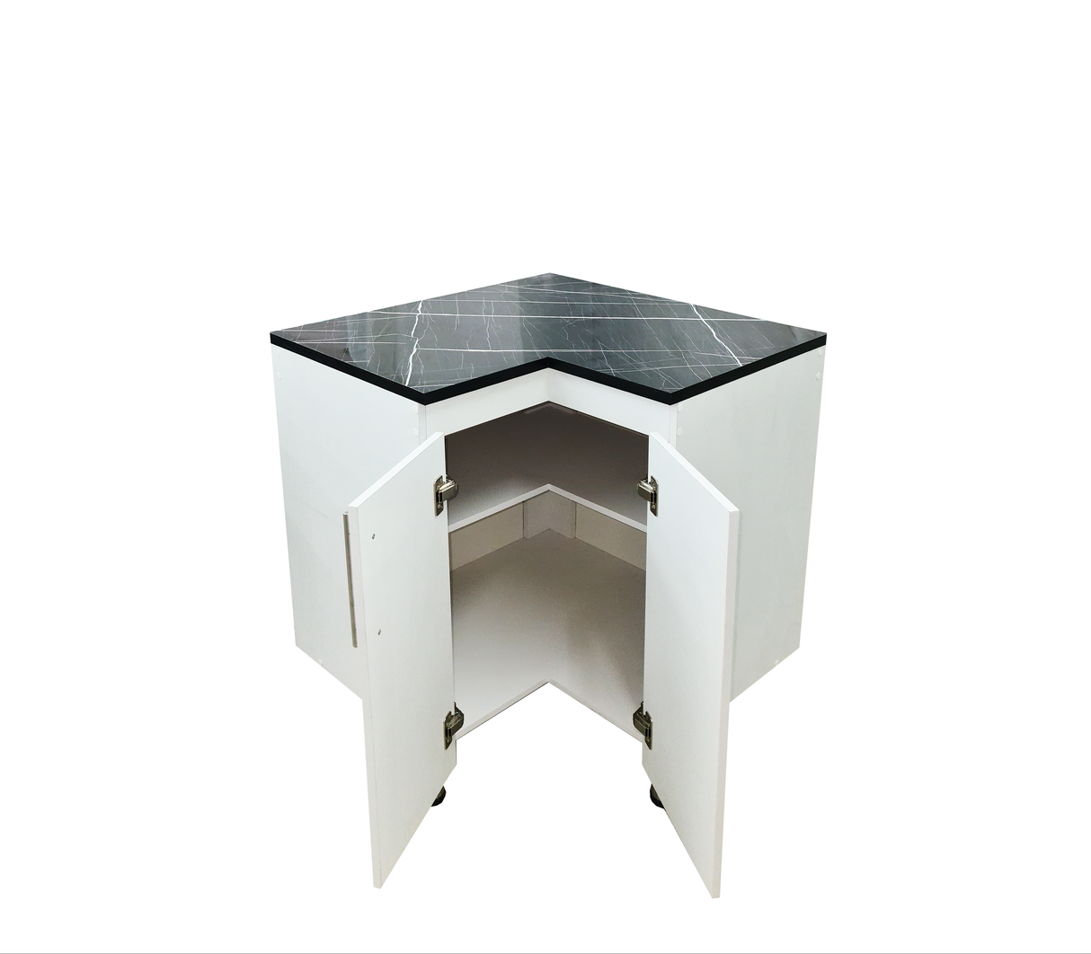 Gabinete/Mesón de Cocina Esquinero C/2Puertas Tope en PVC Marmolizado Powerfik