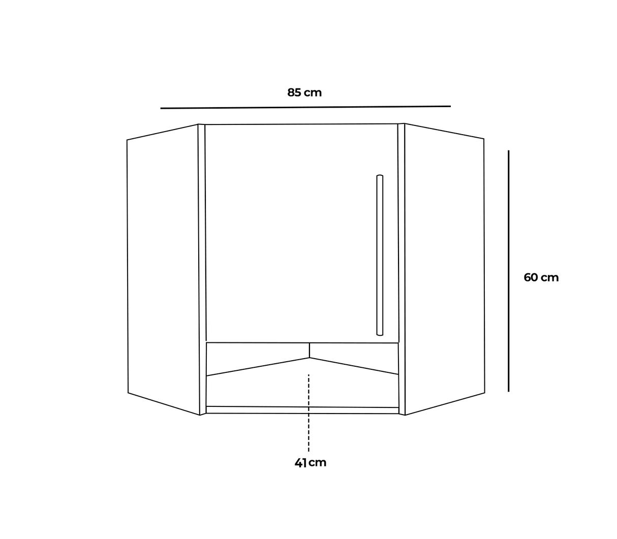Gabinete Aereo de Cocina Esquinero Con Condimentero C/1 Puerta Powerfik