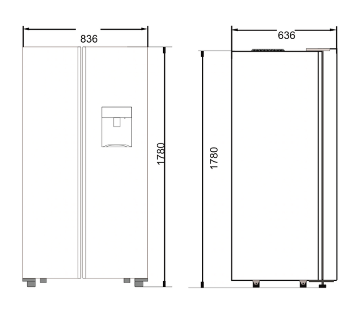 Nevera side by side con dispensador Inox 435 Lt Drija