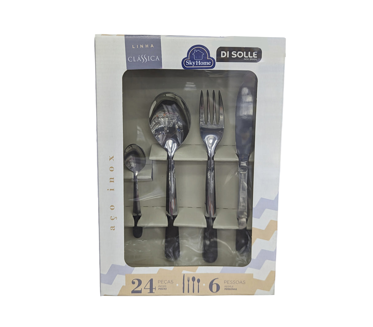 Juego de cubiertos 24 piezas acero inoxidable Modelo clásico Sky Home