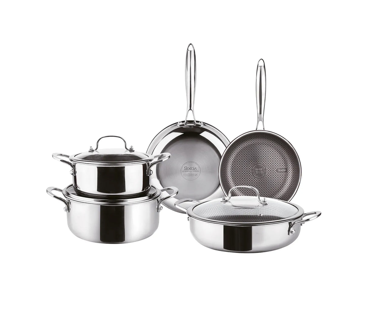 Juego de ollas 8 piezas Modelo Dilusso acero Roccia