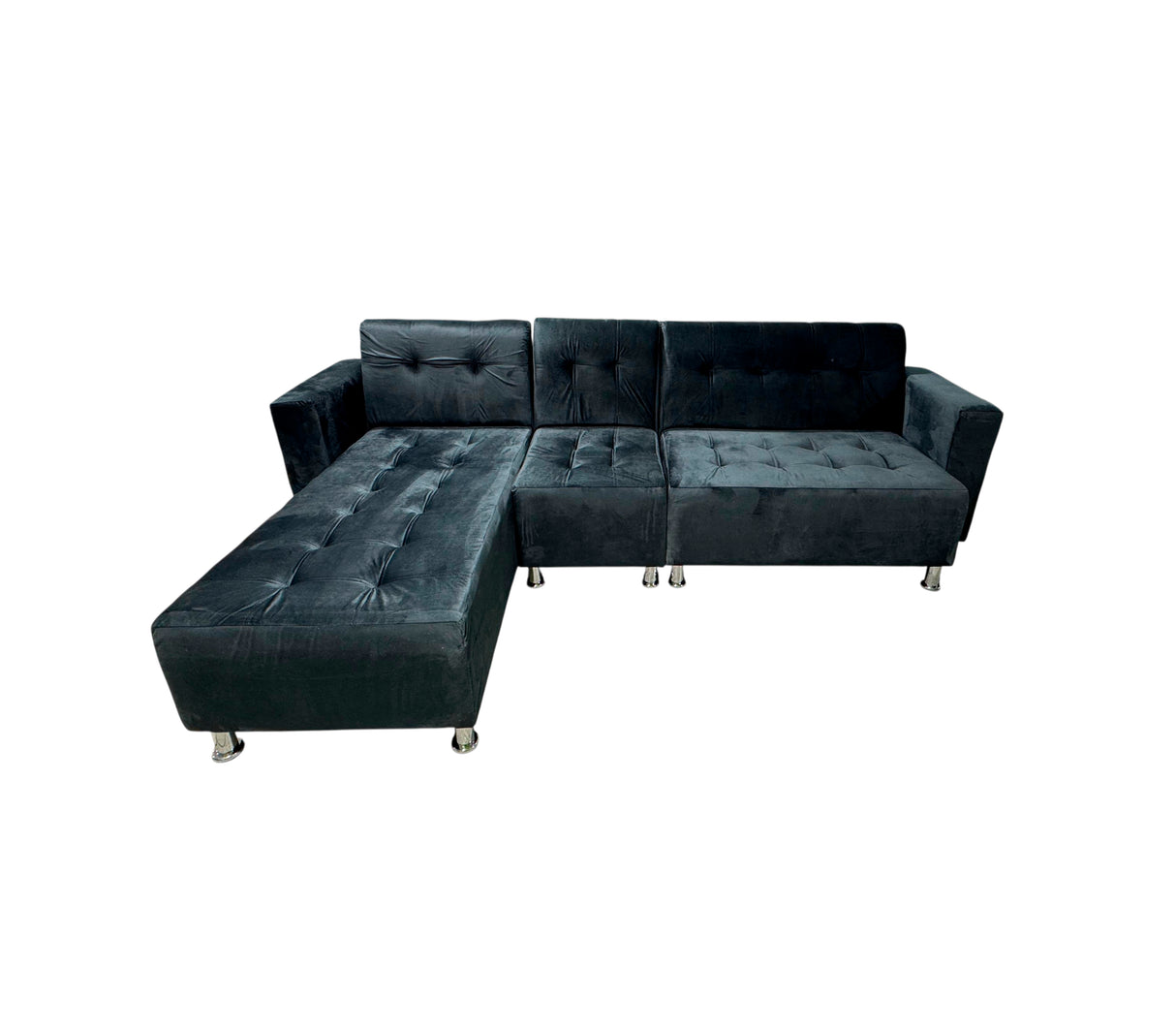Juego de recibo estambul pequeño 4 puestos + chaiselongue gamuza negro Fabricadora Man