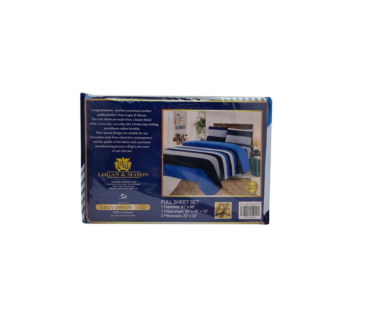 Juego de sábana matrimonial 1650 hilos Logan & Mason