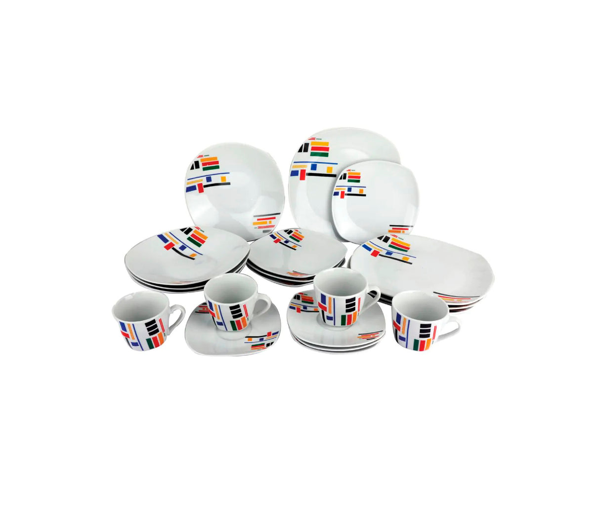 Juego de vajilla 20 piezas blanca con diseño Pamorde