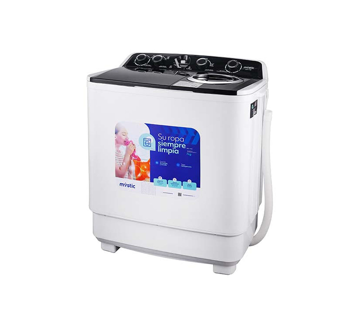 Lavadora semiautomática sin bomba doble tina 7kg Mystic