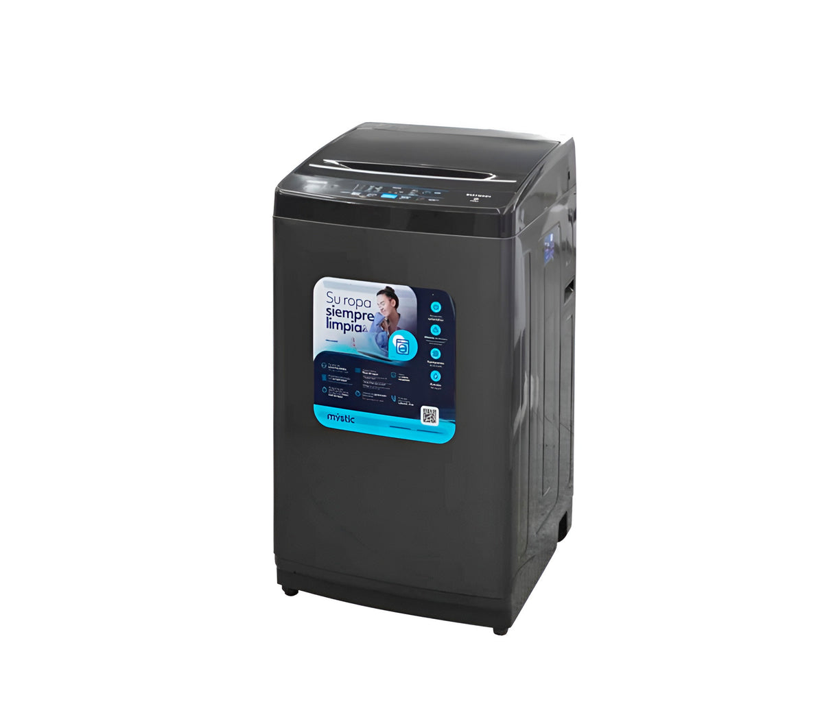 Lavadora automática 12 kg tapa de vidrio soft touch gris Mystic