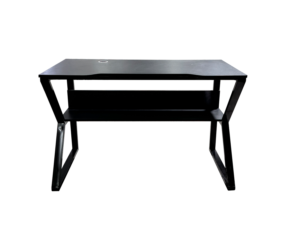 Mesa de computadora en base de metal c/tope en melamina negro Powerfik