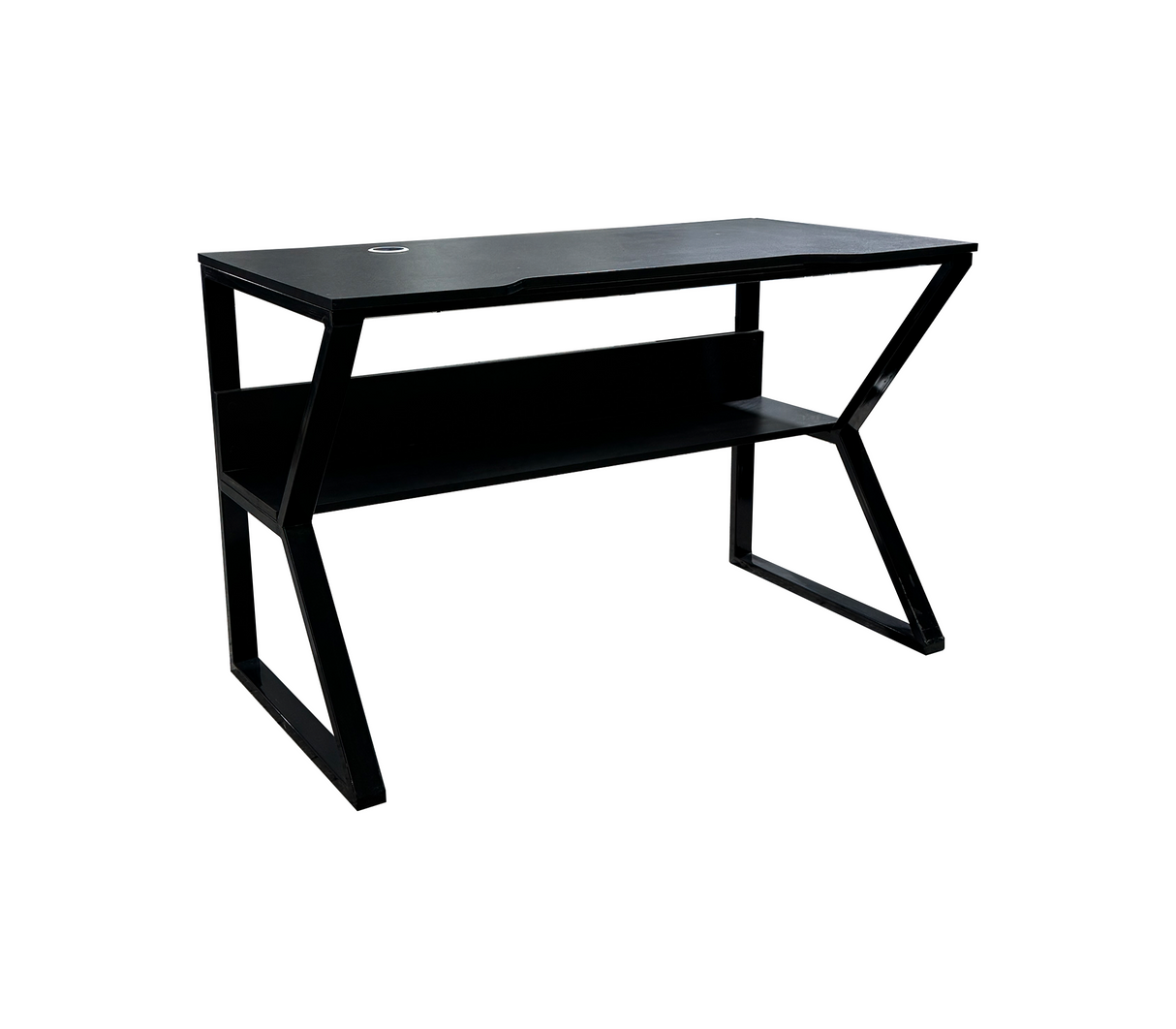 Mesa de computadora en base de metal c/tope en melamina negro Powerfik