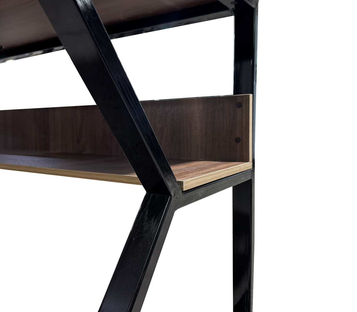 Mesa de computadora en base de metal c/tope en melamina roble Powerfik