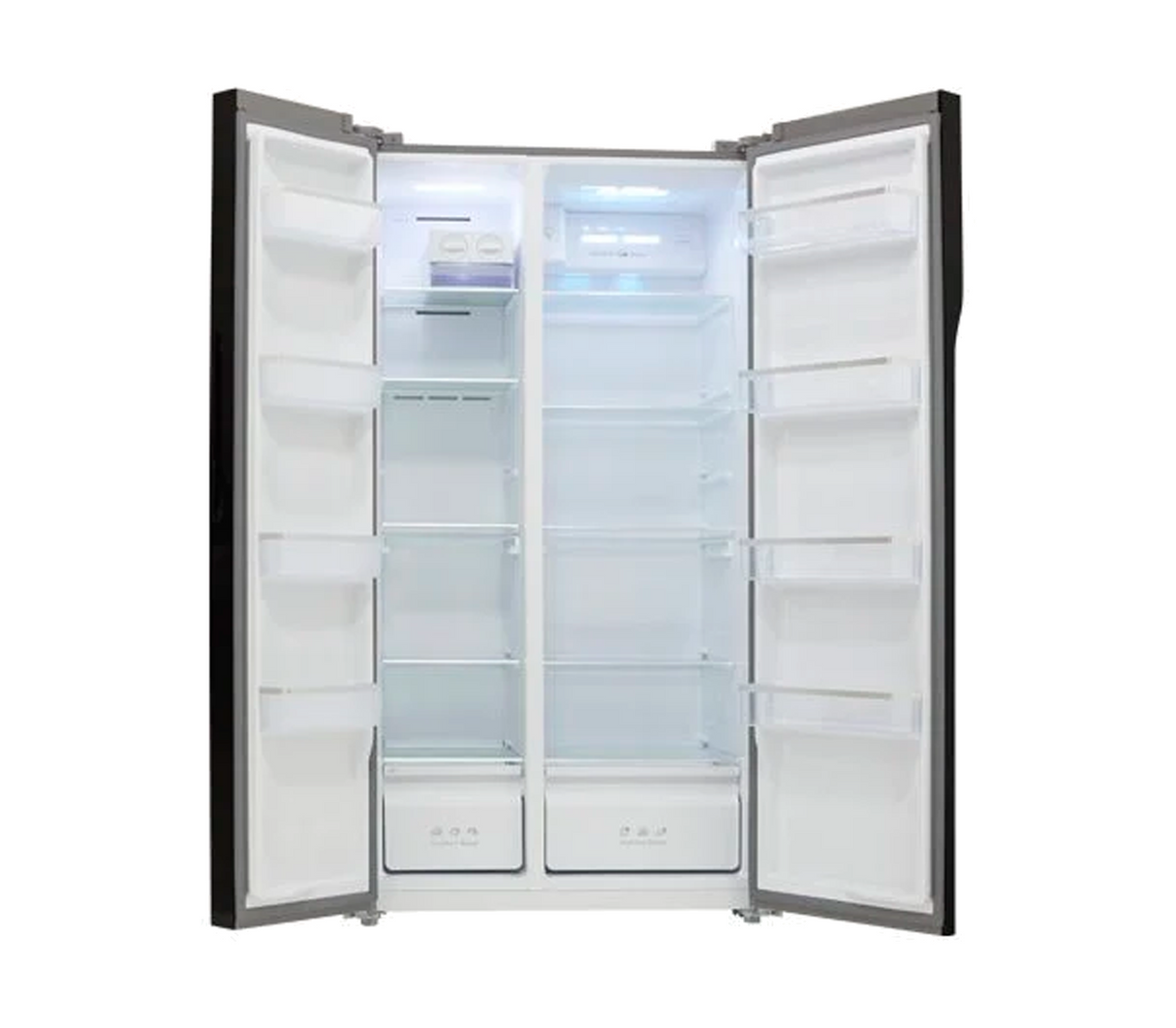 Nevera Side by Side Black 496lt (18pies) 84x183x71cm puerta tipo espejo azul Drija