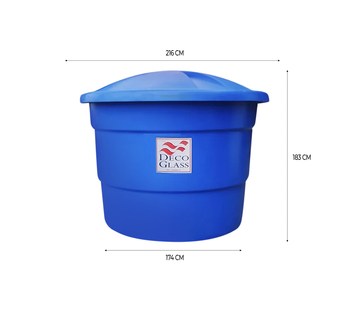 Tanque tipo vaso cónico 5000 litros azul Deco Glass
