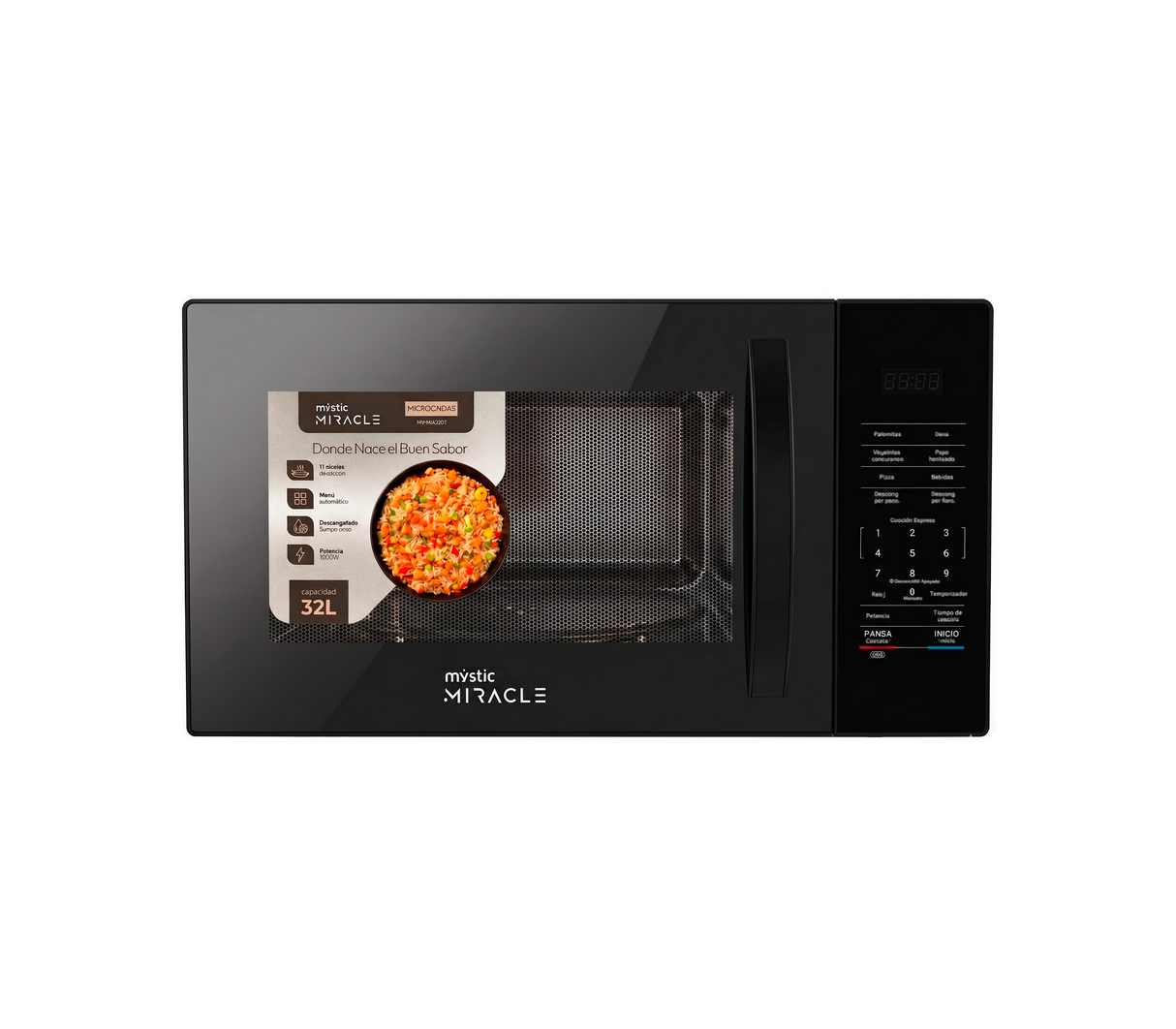 Microonda Digital 32 Lts 1000w Negro MYSTIC