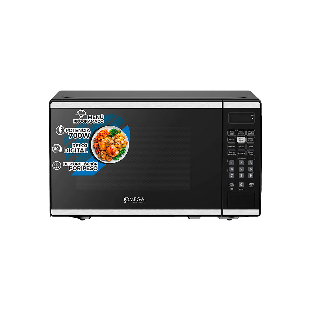 Microondas 20 litros digital 700W negro con acero Omega Electronics