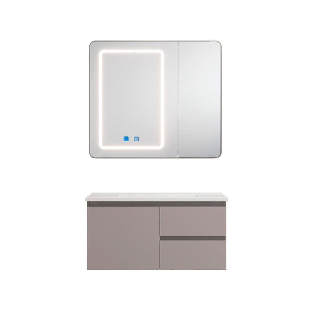 Mueble lavamanos de 80cm con espejo LED touch gris claro Proitaly