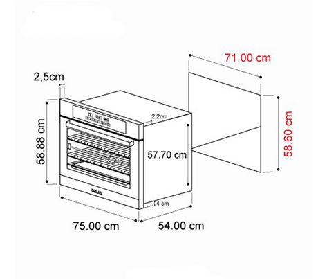 Horno para empotrar eléctrico 76cm (30") pacific 220-240V acero Drija