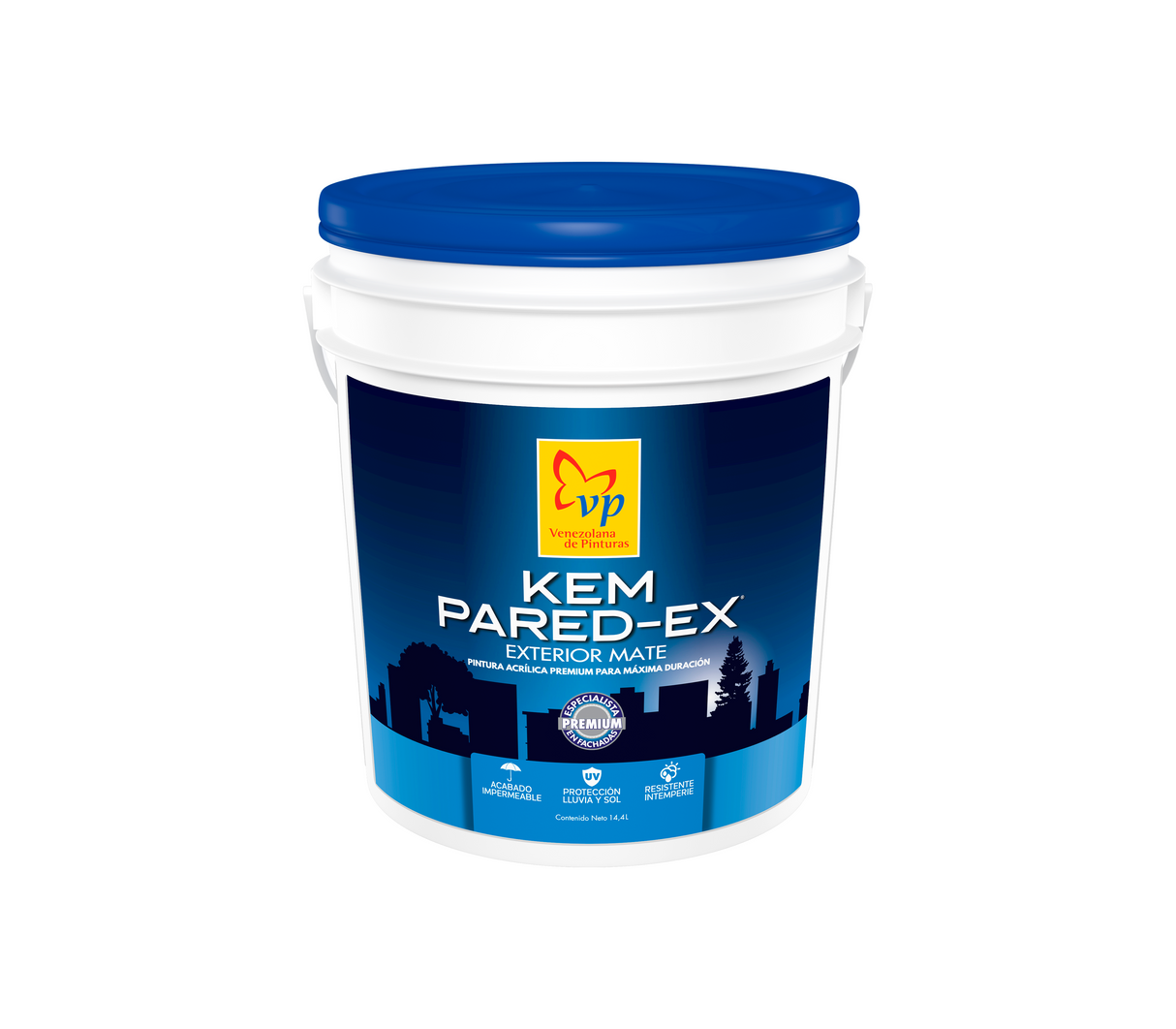 Pintura Kem Pared Cuñete (4 Galones) Exterior Caucho Mate Clase A VP