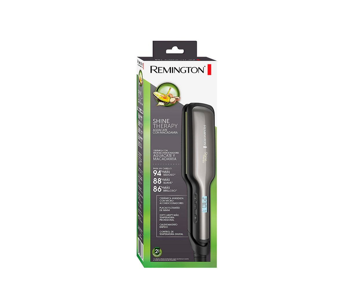 Plancha alisadora shine therapy aguacate c/macadamia 50mm Remington
