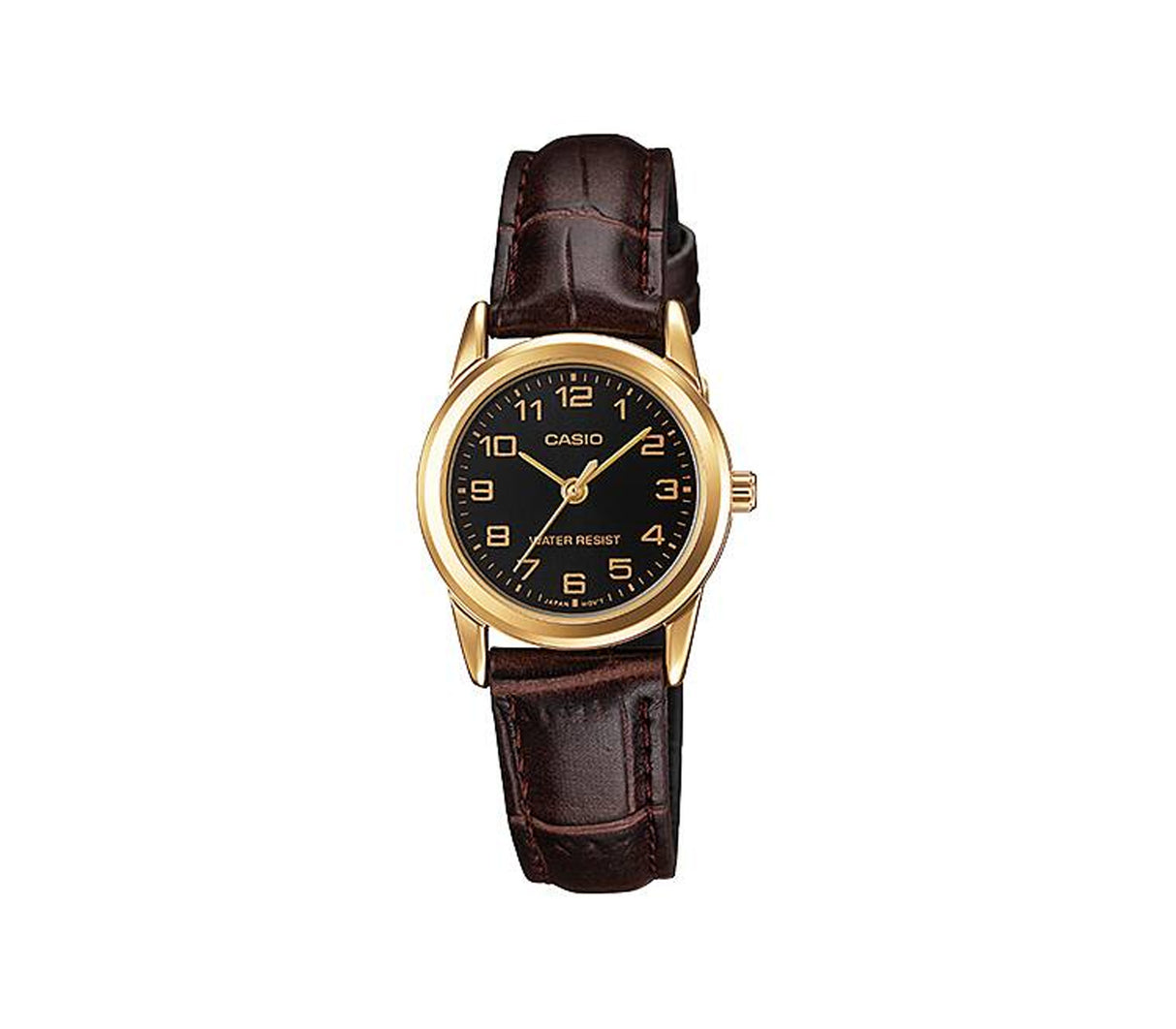 Reloj analógico de caballero correa de cuero marron/dorado Casio