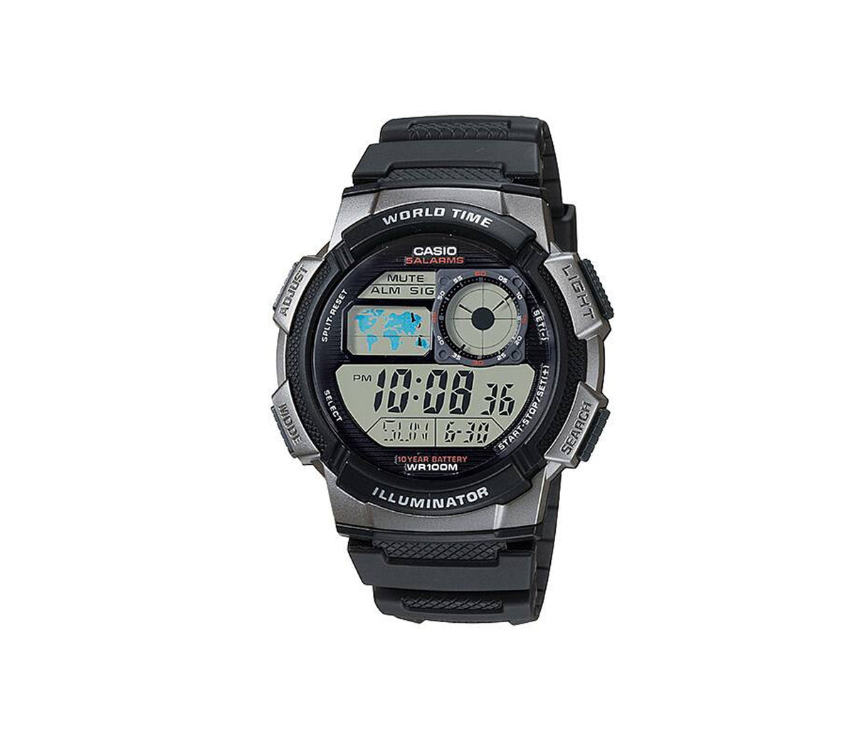Reloj digital para caballero World Time negro/plateado Casio