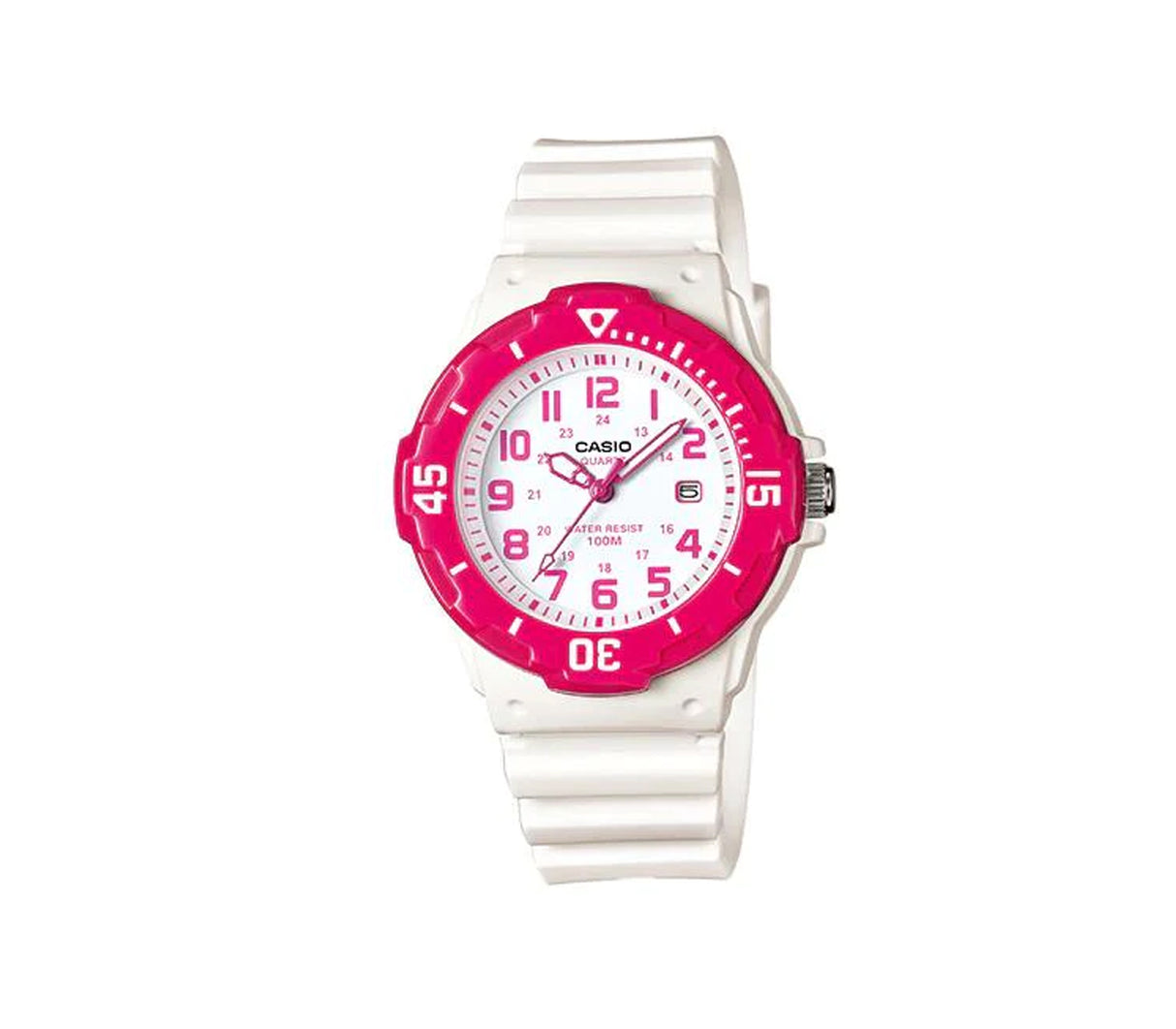 Reloj análogo para niños correa de resina blanco/rosado Casio