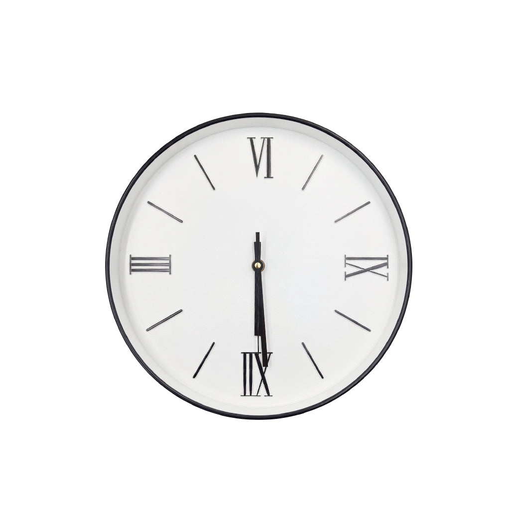 Reloj de pared 30cm números romanos blanco y negro Pamorde