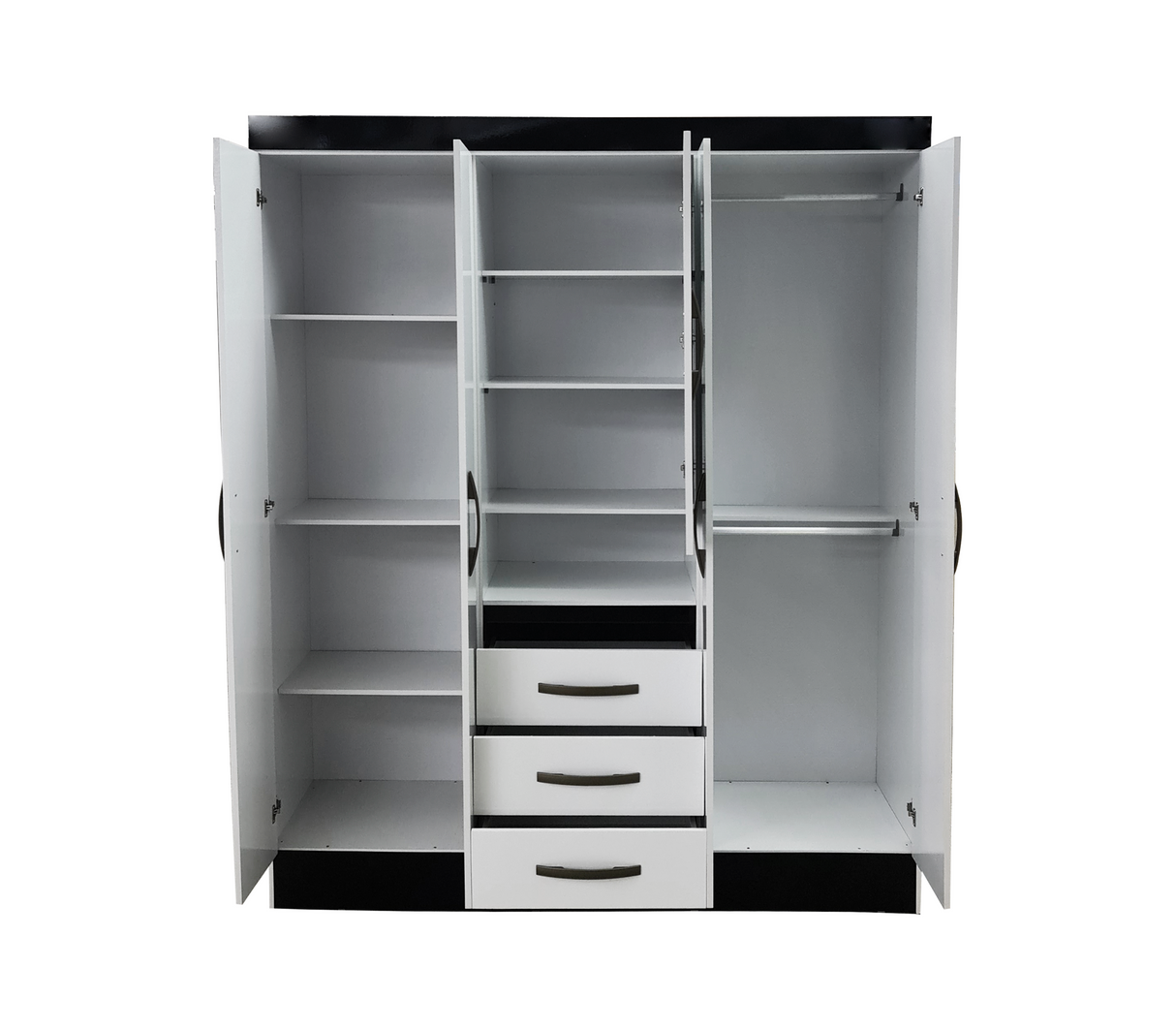 Ropero 876442 caracas 5puertas 3gavetas y espejo bl-ng-rs Dj Muebles